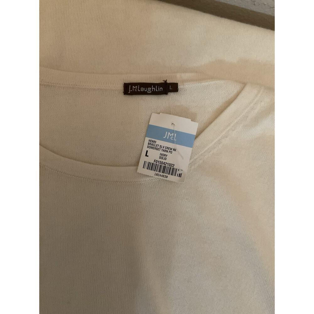 J McLaughlin Cashmere Blend Sweater Ivory Scalloped Hem Size Large New With Tags - Picture 6 of 8